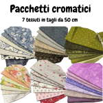 pacchetti cromatici di sette tessuti in tagli da 50 cm
